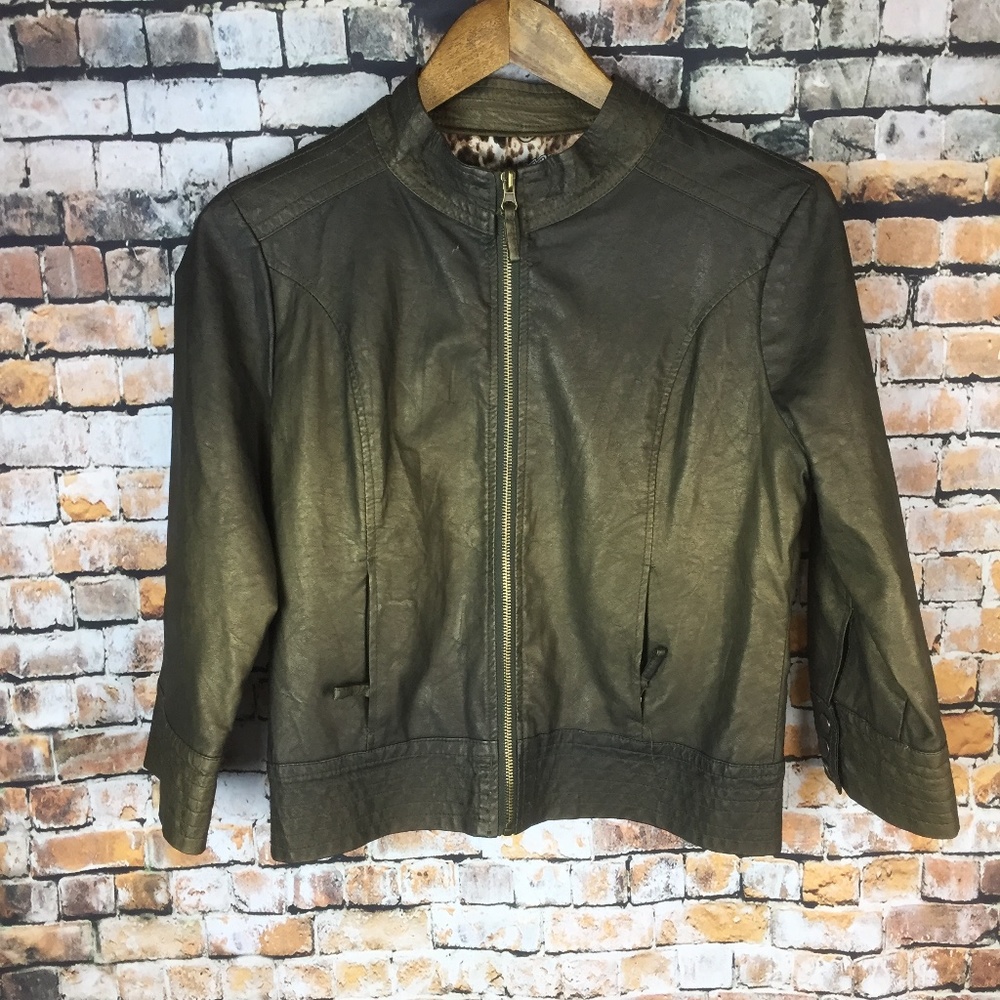 BKE Faux Leather 3/4 Sleeve Jacket